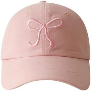 Pink Cap with Bow Embroidery